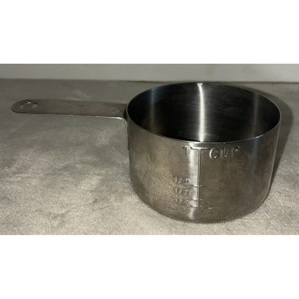 Vintage Measuring Cup Melting Pot 1 Cup Stainless Steel 18/10 Silver Pour Spout